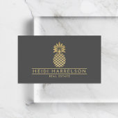 Elegantes goldenes Ananas-Logo auf Grau Visitenkarte