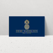 Elegantes goldenes Ananas-Logo auf Navy Blue Visitenkarte