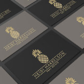 Elegantes Goldenes Ananas-Logo auf Schwarz Visitenkarte