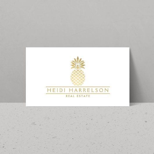 Elegantes Goldenes Ananas-Logo Visitenkarte