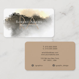 Elegantes goldenes Aquarell Abstrakt Mit Monogramm Visitenkarte