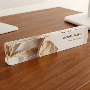 Elegantes goldenes Band abstraktes individuelles B Namensplakette