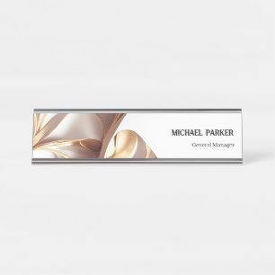 Elegantes goldenes Band abstraktes individuelles B Schreibtischnamensplakette