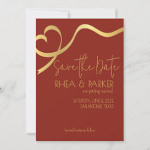 Elegantes goldenes Bandherz und Burgunderrot