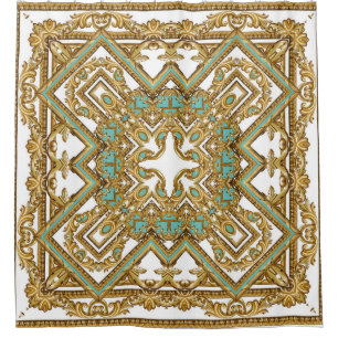 Elegantes goldenes Barock, Zierdesign. Duschvorhang