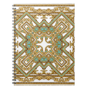 Elegantes goldenes Barock, Zierdesign. Notizblock