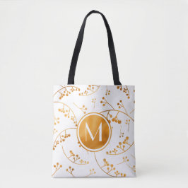 Elegantes goldenes Beerenmuster in Monogramm auf w Tasche