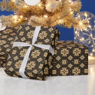 Elegantes goldenes Blume-Muster Geschenkpapier