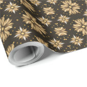 Elegantes goldenes Blume-Muster Geschenkpapier (Rolleneckpunkt)