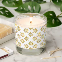 Elegantes goldenes Blume-Muster weiß