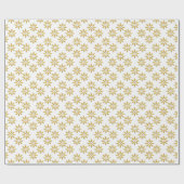 Elegantes goldenes Blume-Muster weiß Geschenkpapier (Flach)