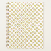 Elegantes goldenes Blume-Muster weiß Planer (Vorderseite)