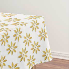 Elegantes goldenes Blume-Muster weiß Tischdecke