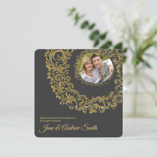 Elegantes goldenes Blumen-Foto-Jubiläum Save The Date