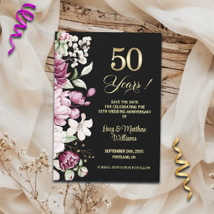 Elegantes goldenes Blumen-Jubiläum zur 50. Hochzei Save The Date