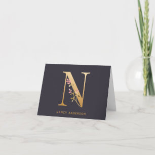 Elegantes goldenes Blumenmonogramm N Chic personal