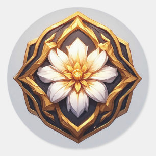 Elegantes goldenes Blumenornament Runder Aufkleber