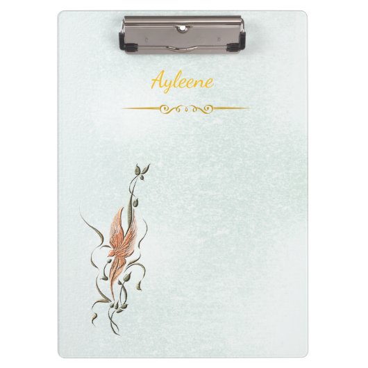 Elegantes Goldenes Blumenranken-Clipboard Klemmbrett (Vorderseite)