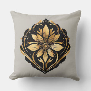 Elegantes goldenes Blumenschmuckstück Kissen