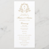 Elegantes goldenes Blumenwappen-Monogramm-Hochzeit Programm (Vorderseite)