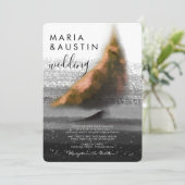 Elegantes Goldenes Boot Schwarz-weiße Wasserfarben Einladung (Stehend Vorderseite)