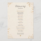 Elegantes goldenes botanisches Hochzeitsprogramm Programm (Rückseite)