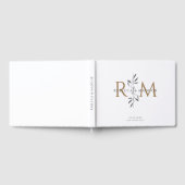 Elegantes goldenes botanisches Monogramm-Hochzeit Gästebuch (Voll)