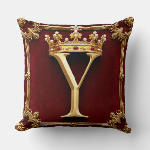 Elegantes goldenes Buchstaben-Kronen-Emblem auf Sa Kissen
