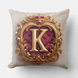 Elegantes goldenes Buchstaben-Kronen-Emblem auf Sa Kissen