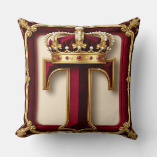Elegantes goldenes Buchstaben-Kronen-Emblem auf Sa Kissen