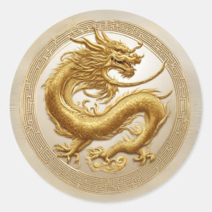 Elegantes goldenes chinesisches Drachen Neues Jahr Runder Aufkleber