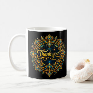 Elegantes goldenes "Danke"-Mandala-Design mit Luxu Kaffeetasse