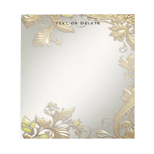 Elegantes goldenes Dekoratives, florales Notepad Notizblock (Vorderseite)