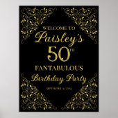 Elegantes goldenes Design Geburtstagsfeier Begrüßu Poster (Vorne)
