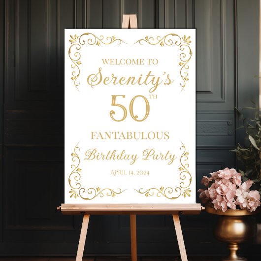 Elegantes goldenes Design Geburtstagsfeier Begrüßu Poster