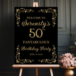 Elegantes goldenes Design Geburtstagsfeier Begrüßu Poster