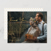 elegantes goldenes Drehbuch danke Hochzeitskarte (Vorne/Hinten)