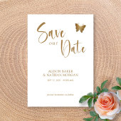 Elegantes Goldenes Drehbuch mit Glitzer Butterfly Save The Date