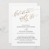 Elegantes Goldenes Drehbuch mit US-Empfang Einladung (Vorne/Hinten)