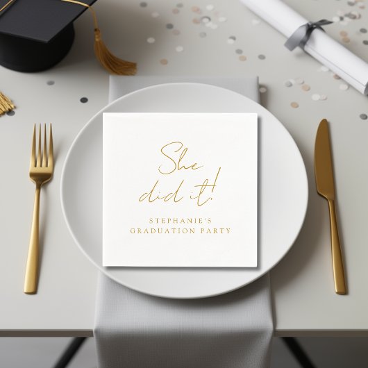 Elegantes Goldenes Drehbuch Sie hat es mit moderne Serviette