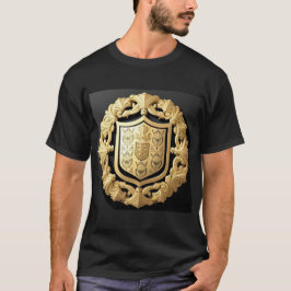 Elegantes goldenes Emblem mit Verziertem Schild T-Shirt