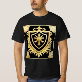 Elegantes goldenes Emblem mit Verziertem Schild T-Shirt