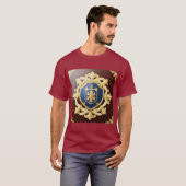 Elegantes goldenes Emblem mit Verziertem Schild T-Shirt (Vorne ganz)