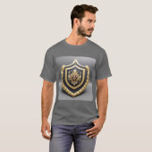 Elegantes goldenes Emblem mit Verziertem Schild T-Shirt (Vorne ganz)