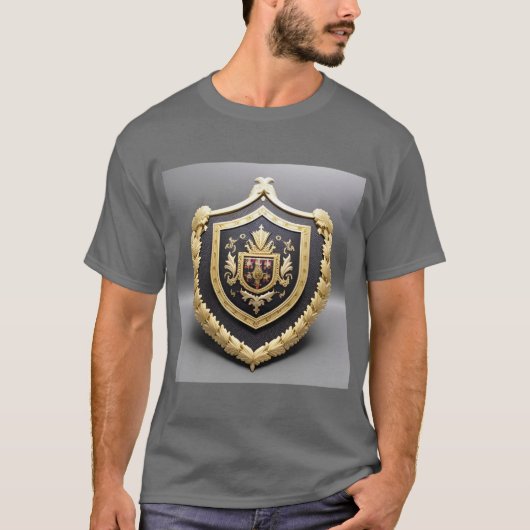 Elegantes goldenes Emblem mit Verziertem Schild T-Shirt (Vorderseite)