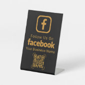 Elegantes goldenes Facebook-QR-Code-Geschäftsschil Sockelschild (Vorderseite)