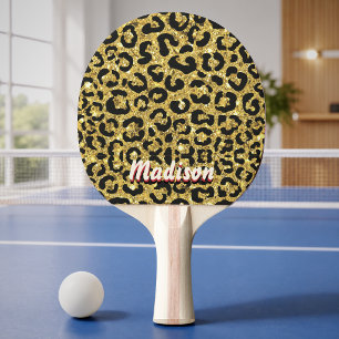 Elegantes goldenes falsches Glitter-Tierdruck-3D-M Tischtennis Schläger