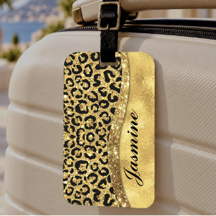 Elegantes goldenes falsches Glitter-Tierdruck-Mono Gepäckanhänger