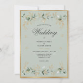 Elegantes goldenes Foilage Watercolor Sage Green S Einladung (Vorderseite)