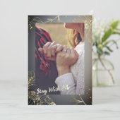 Elegantes goldenes Foto Dankeskarte (Stehend Vorderseite)